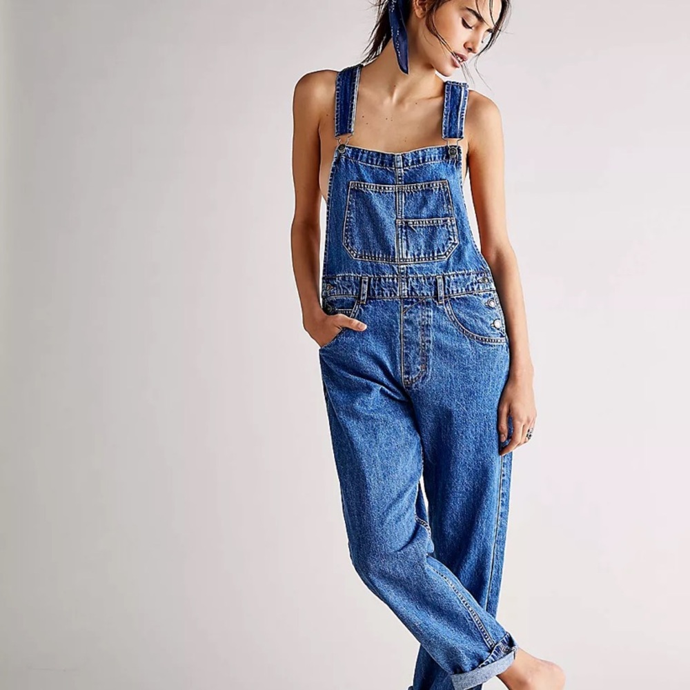SOLD OUT Free People Classic Ziggy Denim Overalls in Sapphire Blue